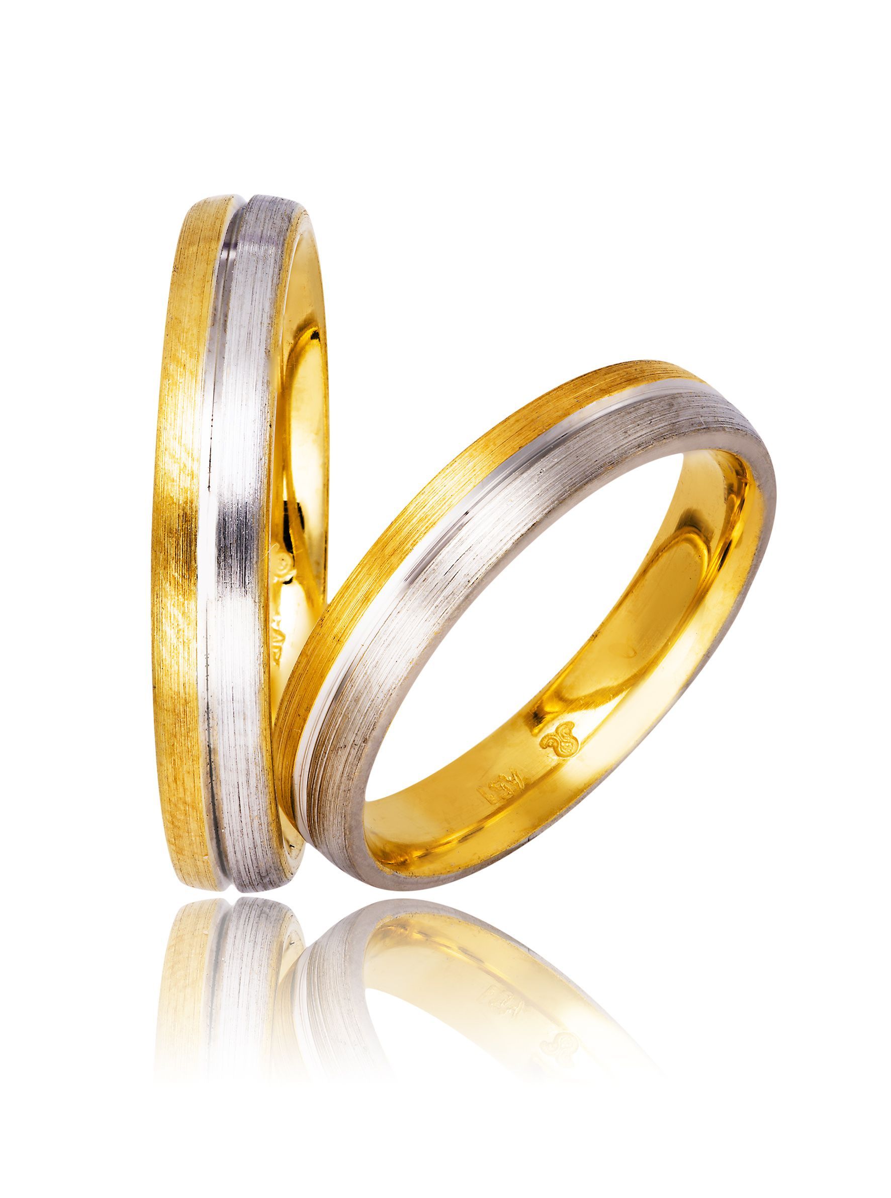 White gold & gold wedding rings 4mm (code 730)